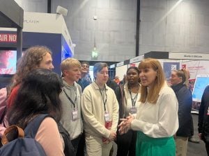 Loreto Politics students talking to the Deputy Prime Minister Angela Rayner